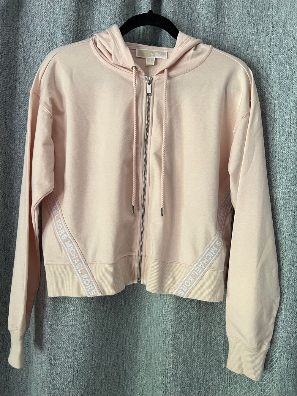 Michael Kors Blush Zip-Up Hoodie with Branded Side Tape